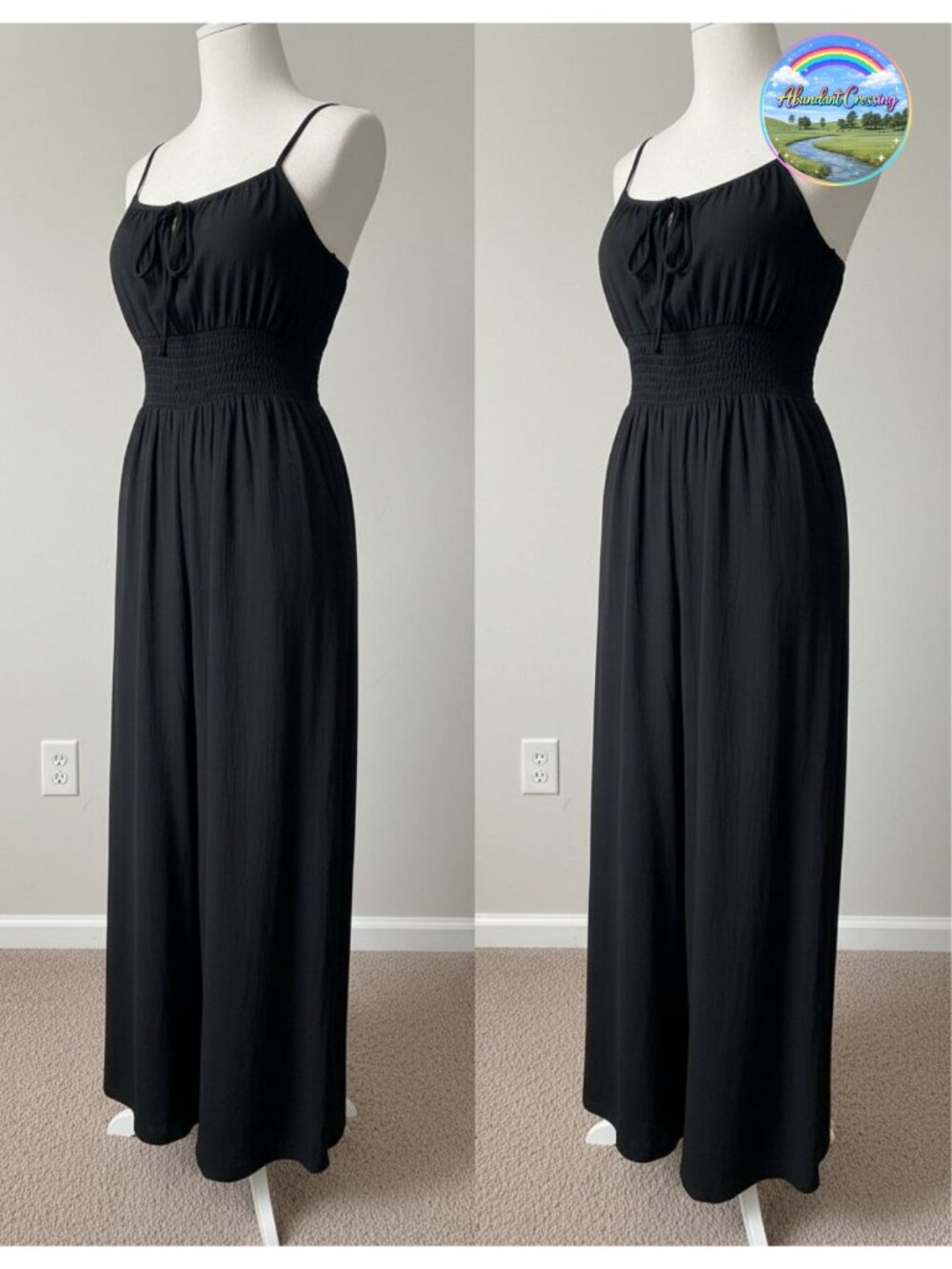 Womens Jumpsuit 100% Polyester Spaghetti Strap Wide Leg Smocked Waist Pockets
